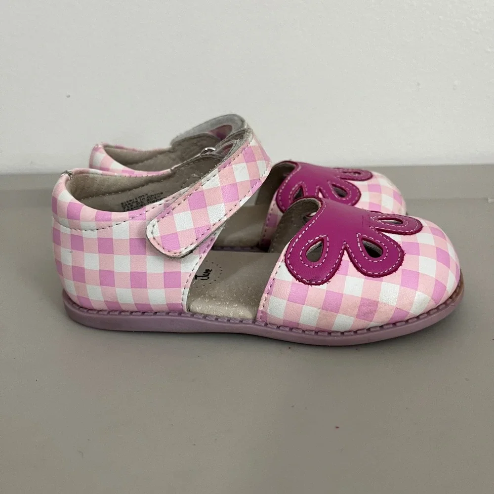 Livie & Luca Matilda Jane Pack A Picnic 10M Pink Gingham Scalloped Flower Shoes